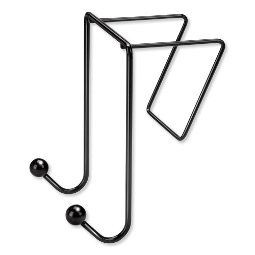 Fellowes Partition Additions Wire Double-Garment Hook， 4 x 5.13 x 6， Over-the Panel Mount，  Black (75510)