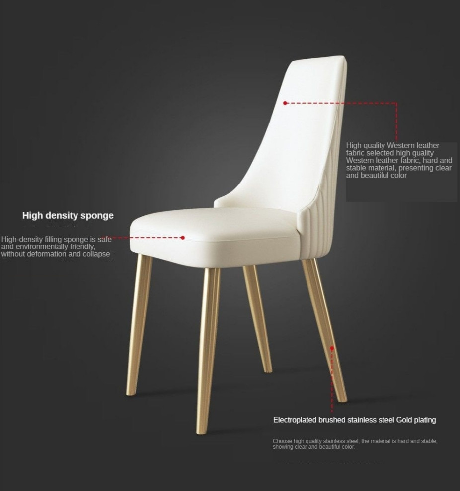 Gold Light Luxury Leather Dining Chair   Contemporary   Dining Chairs   by Miron Demid LLC  Houzz