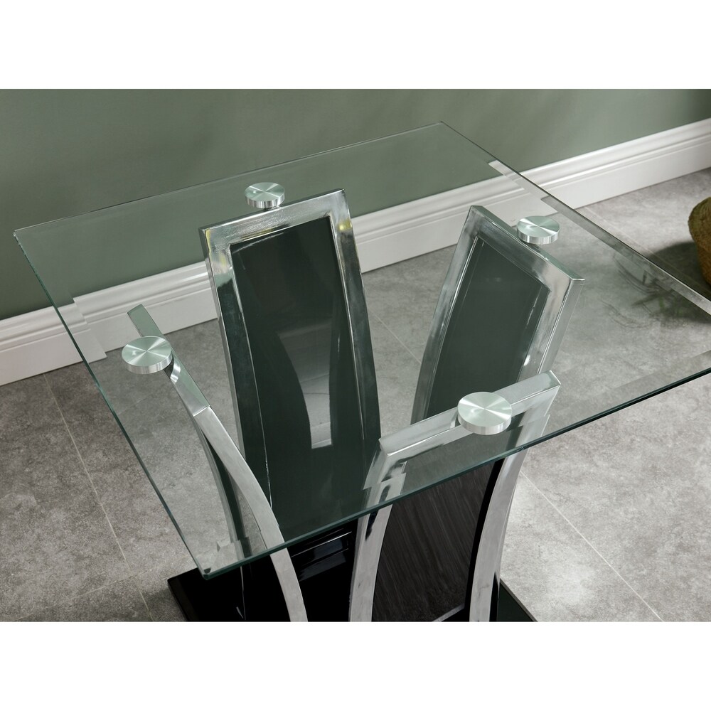 Brian Modern 24 inch Glass Top Side Table by Silver Orchid