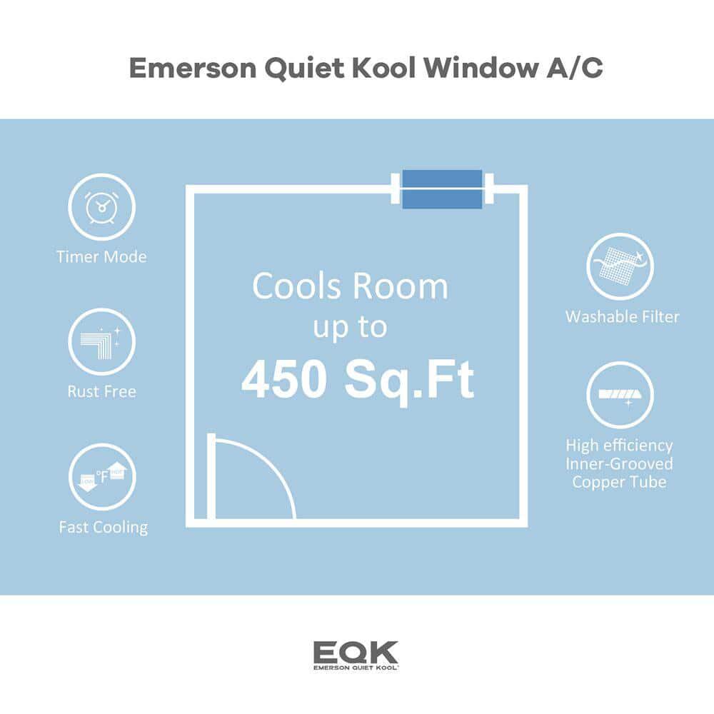 Emerson Quiet Kool 10000 BTU 115V Window AC with Remote Cools Rooms up to 450 Sq Ft Timer 3Speeds Quiet Operation AutoRestart