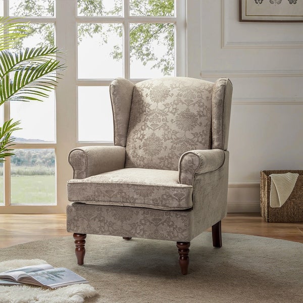 Epimethis Traditional Fabric Accent Armchair with Turned Legs by HULALA HOME