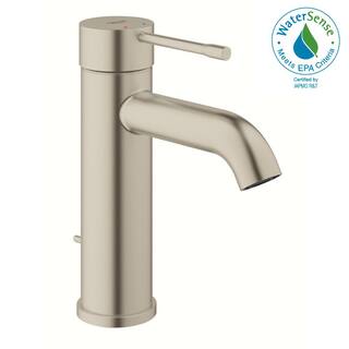 GROHE Essence New Single Hole Single-Handle 1.2 GPM Mid-Arc Bathroom Faucet in Brushed Nickel Infinity 23592ENA