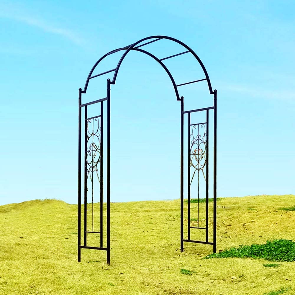 Garden Arch Arbor Arbour Trellis Archway for Climbing Plants Roses Vines Support Rack  Outdoor Garden Lawn Backyard Patio  Matte Black