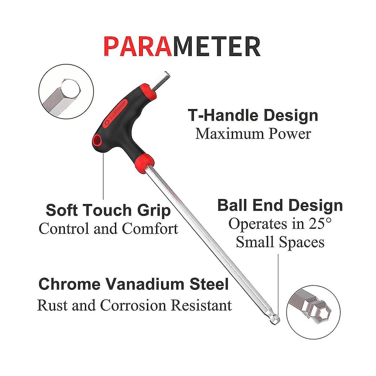 Metric Hex Wrench Set - 4/5/6mm Bicycle Hex Wrench T-handle Set Metric， Standard Bike Hex Key Wrenc