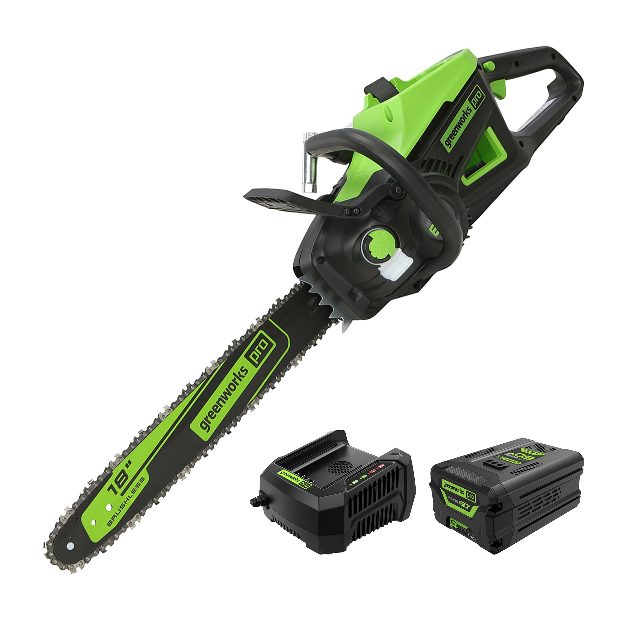 60V 18-Inch Cordless Chainsaw  Battery | Greenworks Tools