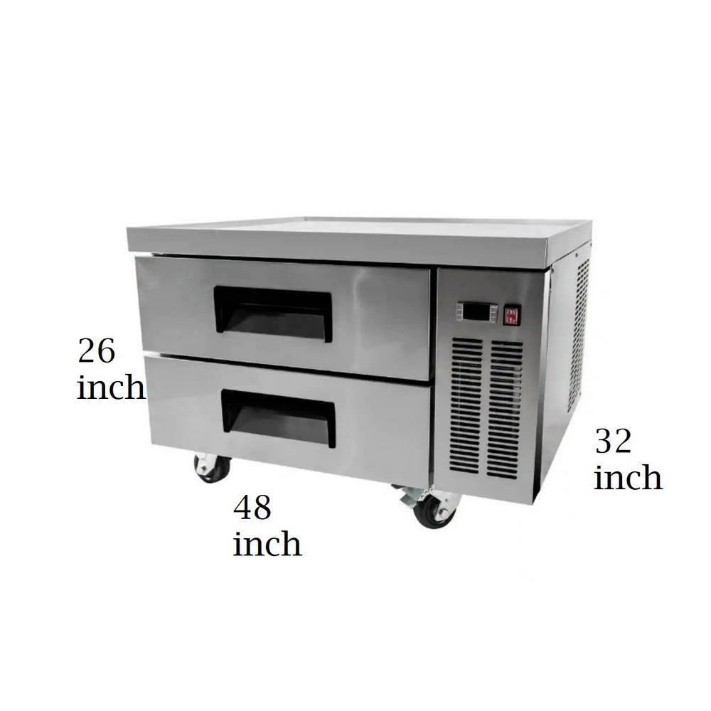 Cooler Depot 48 in. W 9.6 cu. ft. Commercial Chef Base Refrigerator Cooler in Stainless Steel DXXCB48