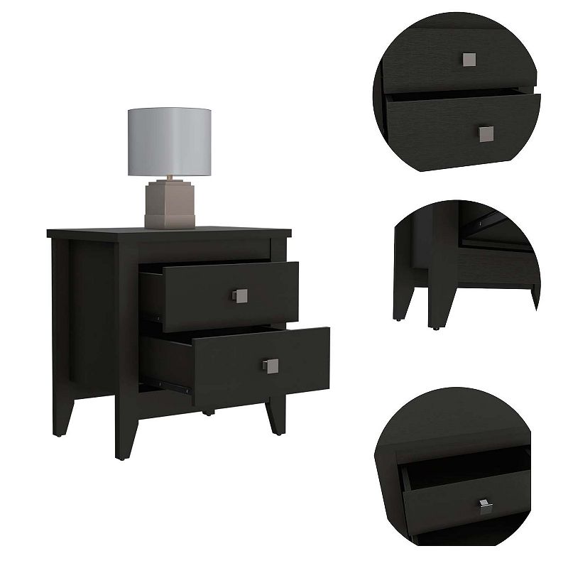 Breeze Four-Legged Modern Bedroom Nightstand， with Two Drawers