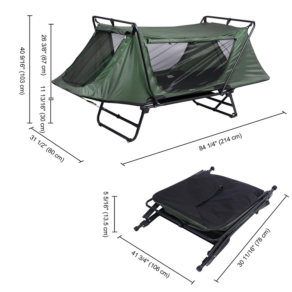 Yescom Tent Cot Camp Bed Tent Folding Off Ground Rain Fly Green