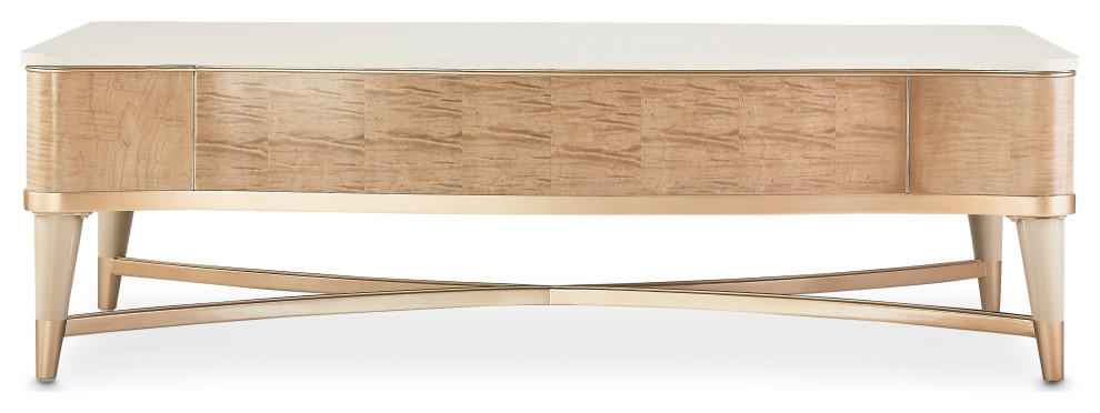 Malibu Crest Rectangular Wood  ampMarble Cocktail Table   Blush   Midcentury   Coffee Tables   by Michael Amini  Houzz