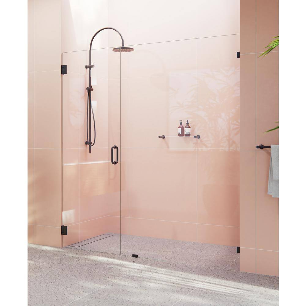 Glass Warehouse Illume 69.5 in. W x 78 in. H Wall Hinged Frameless Shower Door in Matte Black Finish with Clear Glass GW-WH-69.5-MB