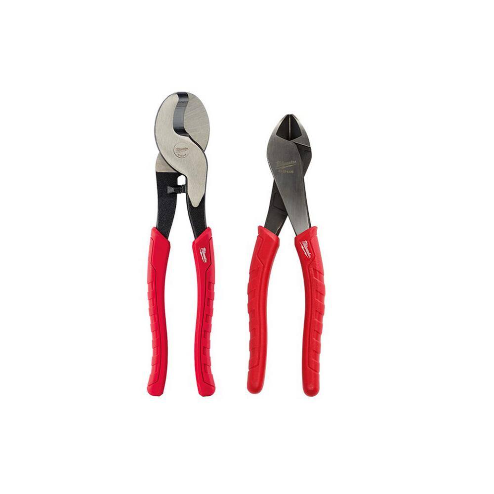 MW 10 in. Cable Cutting Pliers and 8 in. Diagonal-Cutting Plier with Angled Head (2-Piece) 48-22-6104-48-22-6128