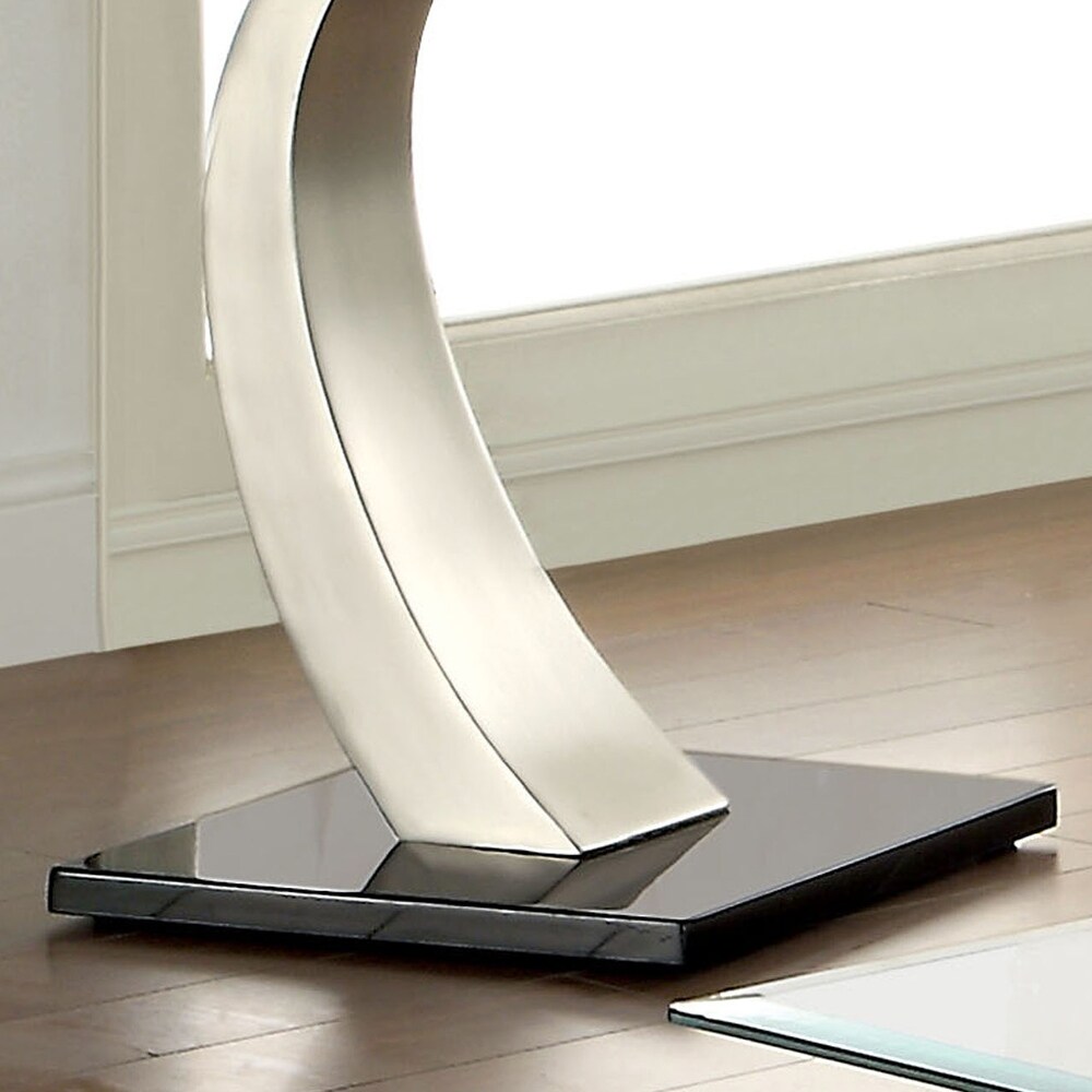 Odra Contemporary Silver 24 inch Glass Top Side Table by Furniture of America