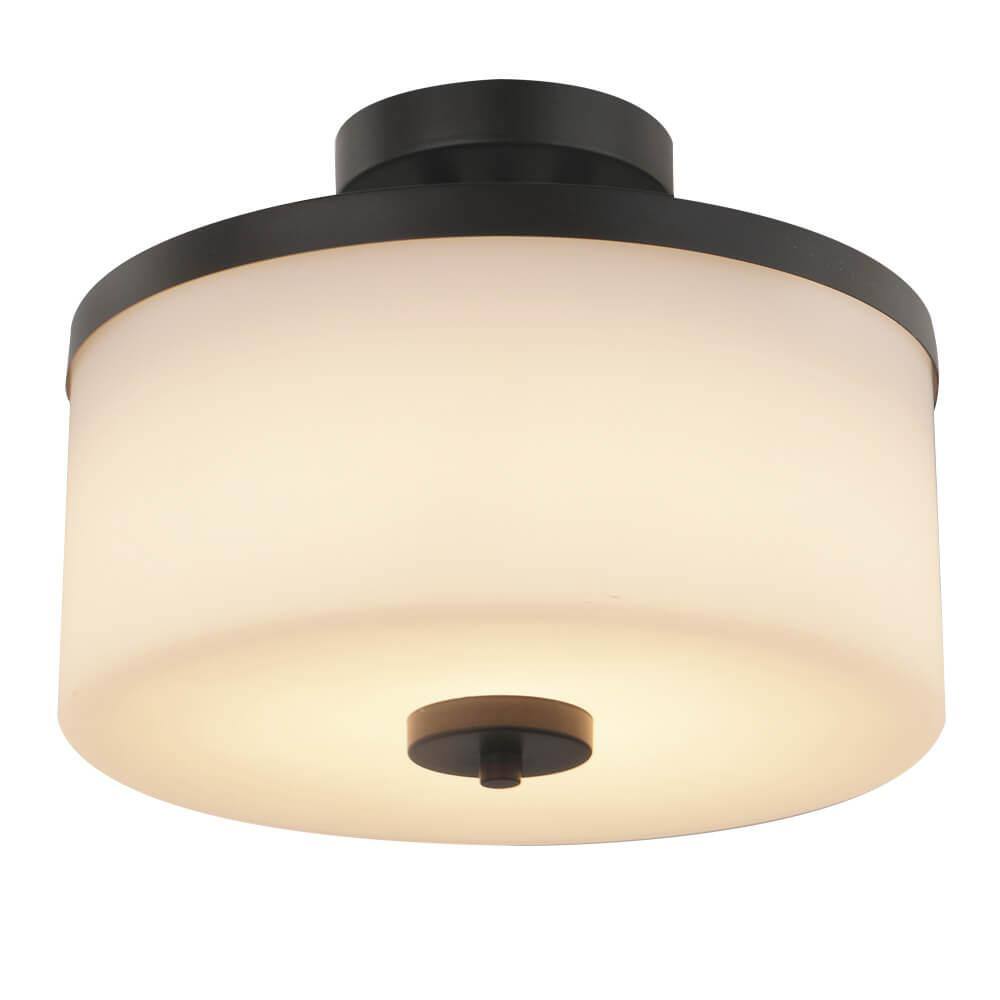 SMRTLite by NBG HOME 12 in. Espresso Integrated LED Semi-Flush Mount with Frosted Shade DS18779