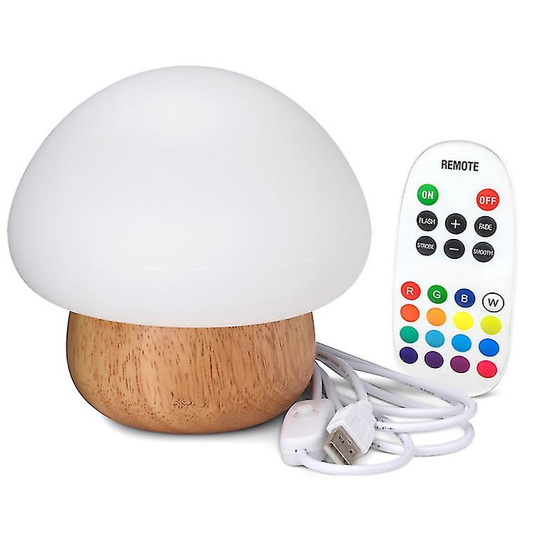 Led Color Changing Mushroom Soft Baby Night Light With Smart Motion Touch Sensor  Wooden Tabie Lamp