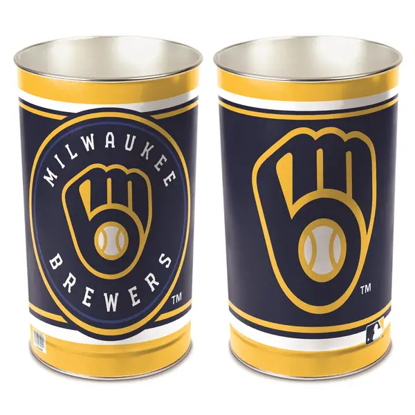 MLB Brewers Metal Wastebasket