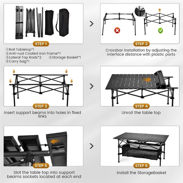 Lightweight Aluminum Folding Camping Table with Carrying Bag