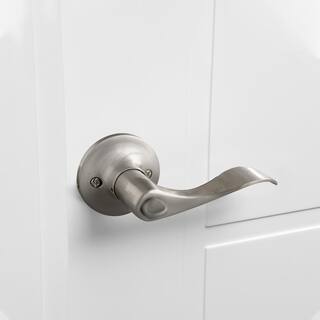 Design House Stratford Satin Nickel Privacy BedBath Door Handle with Universal 6-Way Latch 727958