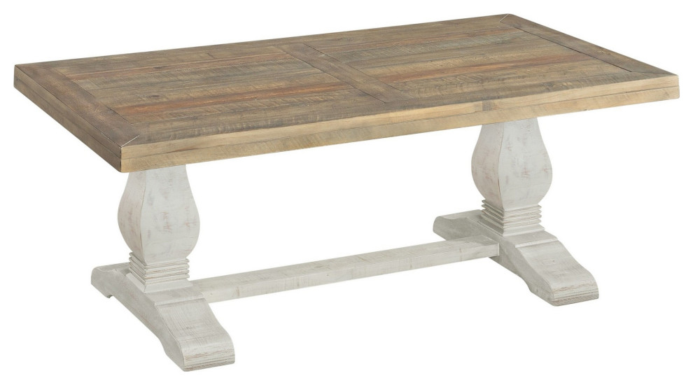 19 quotCoffee Table With Pedestal Base  Brown and White   French Country   Coffee Tables   by VirVentures  Houzz