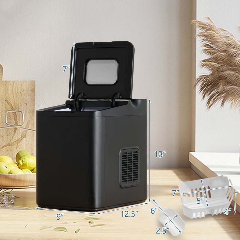 33LBS/24H Portable Ice Maker Countertop Auto Self-Cleaning Ice Machine with Scoop and Basket