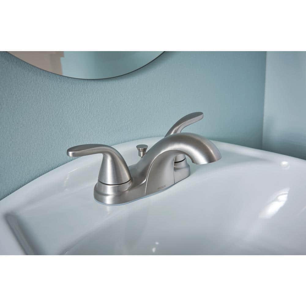 MOEN Adler 4 in Centerset 2Handle Bathroom Faucet in Spot Resist Brushed Nickel