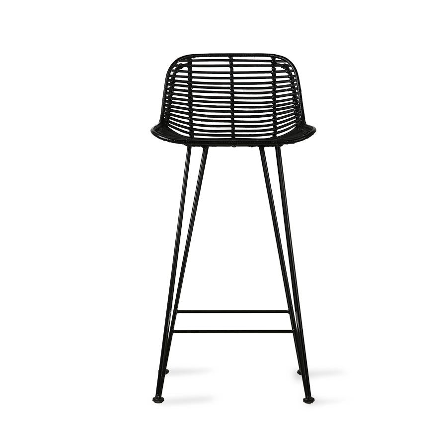 Rattan counter bar stool - black