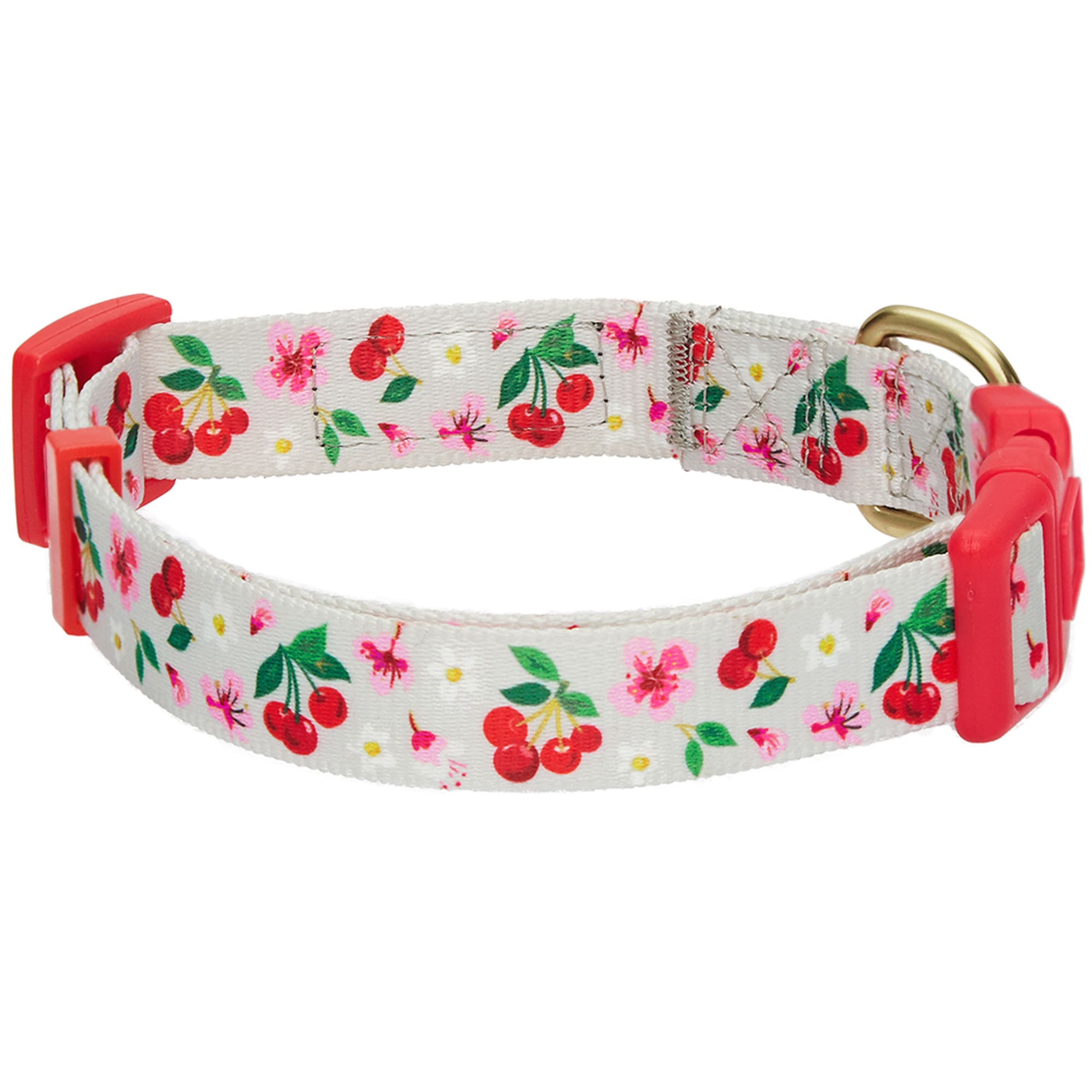 Blueberry Pet Grey Cherry Blossom Adjustable Dog Collar with Dainty Flowers， Small