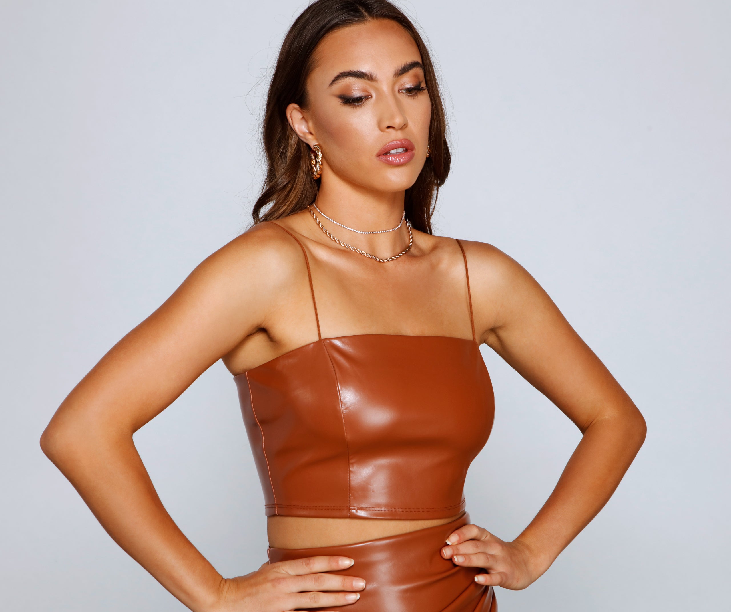 So Haute Faux Leather Crop Top