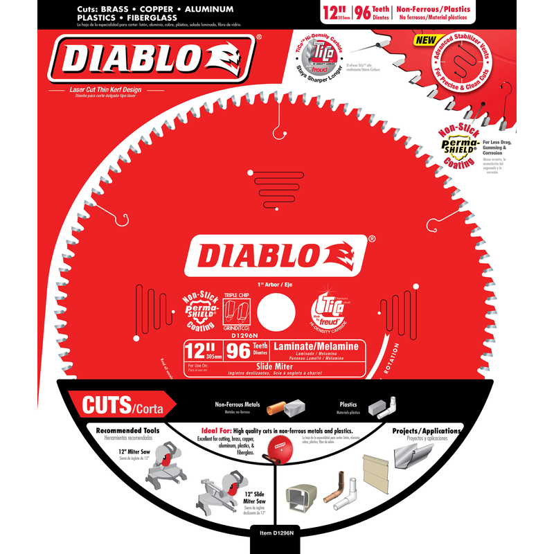 Diablo 12 in. D X 1 in. Carbide Circular Saw Blade 96 teeth 1 pk