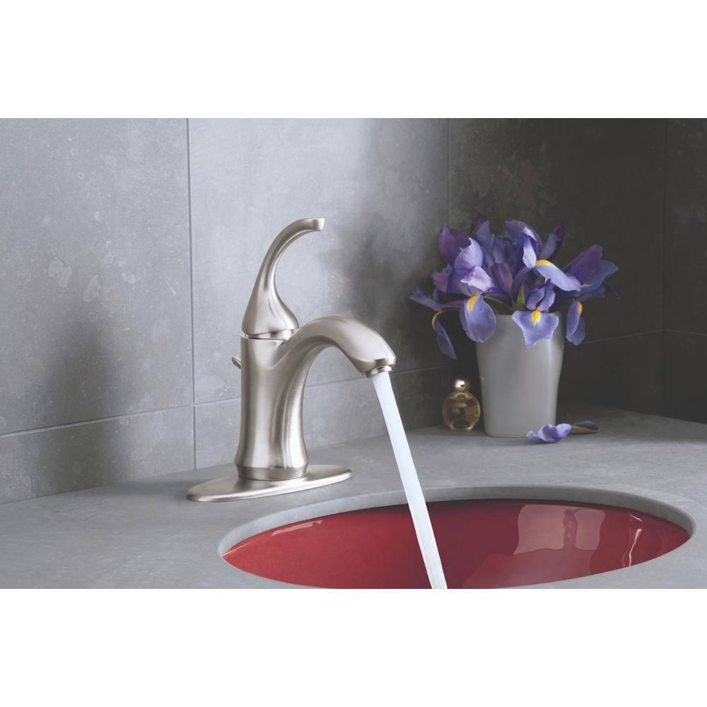 KOHLER Forte Single Hole SingleHandle LowArc WaterSaving Bathroom Faucet in Vibrant Brushed Nickel