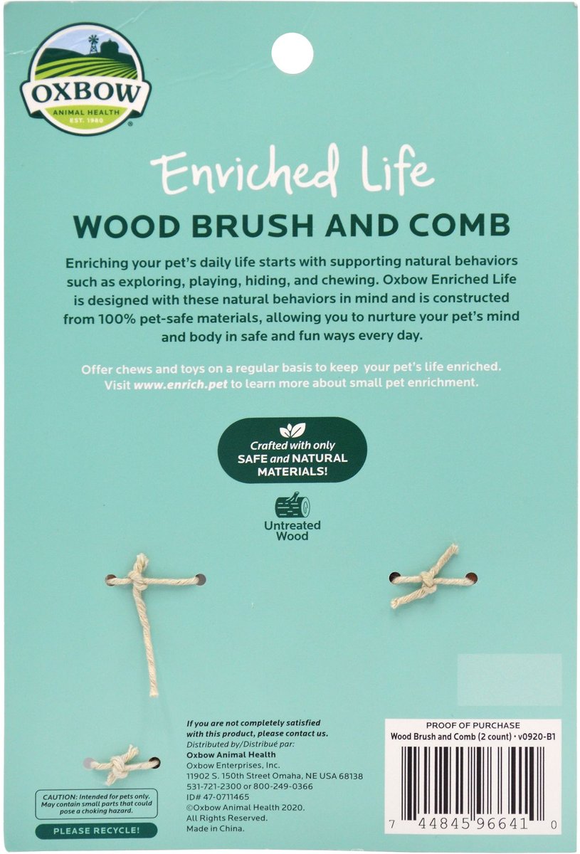 Oxbow Enriched Life Wood Small Animal Brush and Comb