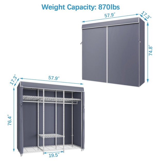 Vipek V30c Garment Rack Heavy Duty Portable Closet With Cover Clothes Racks Wardrobe Closet White Metal Closet Rack With Cover