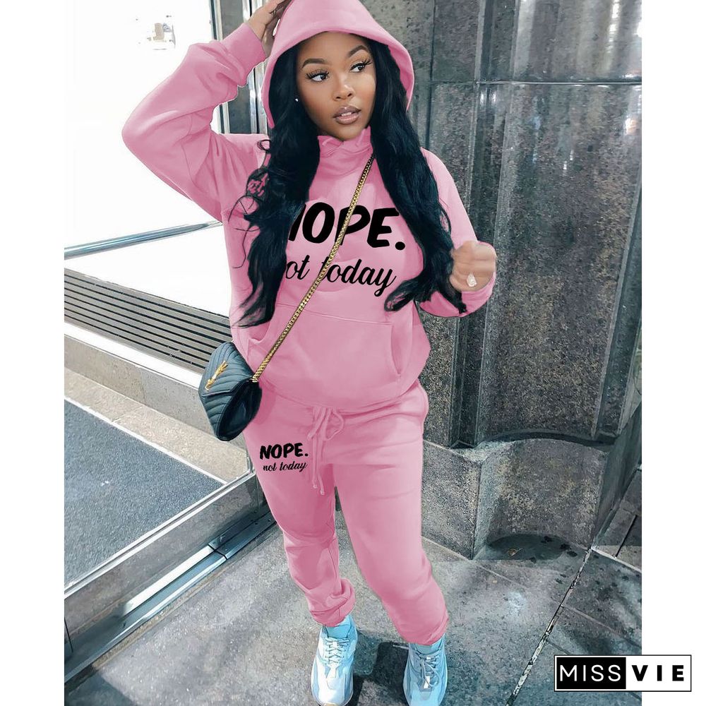 Sportswear Letter Print Hoodie Sweatpants Outfits