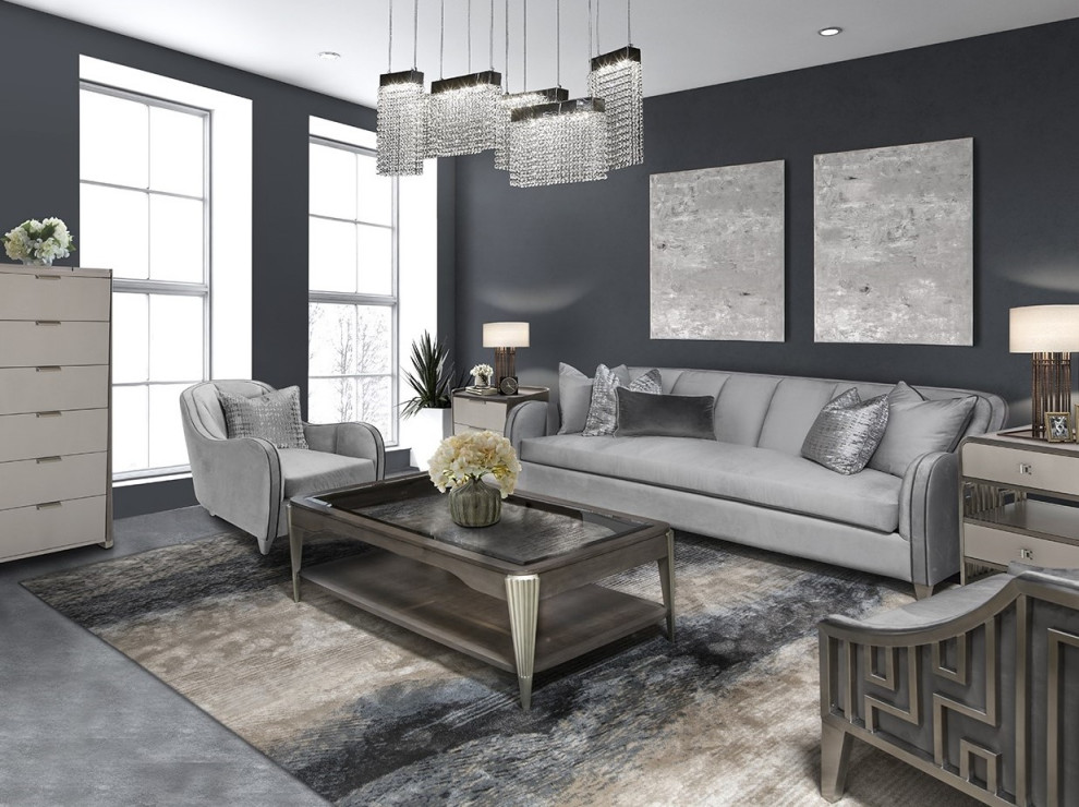 Roxbury Park Velvet Sofa   Steel/Slate   Contemporary   Sofas   by Michael Amini  Houzz