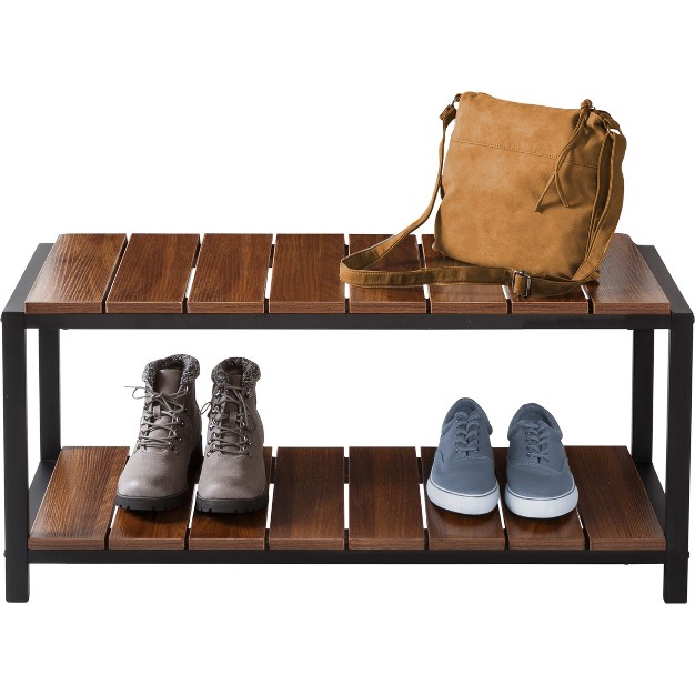 Honey can do 2 Tier Shoe Storage Bench Walnut