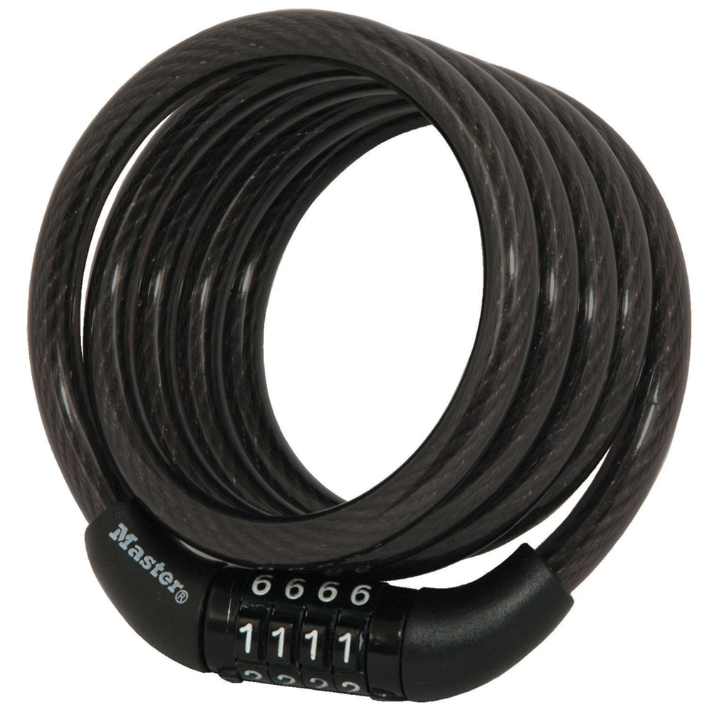 Master Lock 8152D Combination Cable Bike Lock， 5 ft. Long， Black