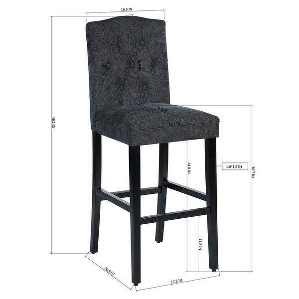 Set of 2 Traditional Upholstered High Stools，