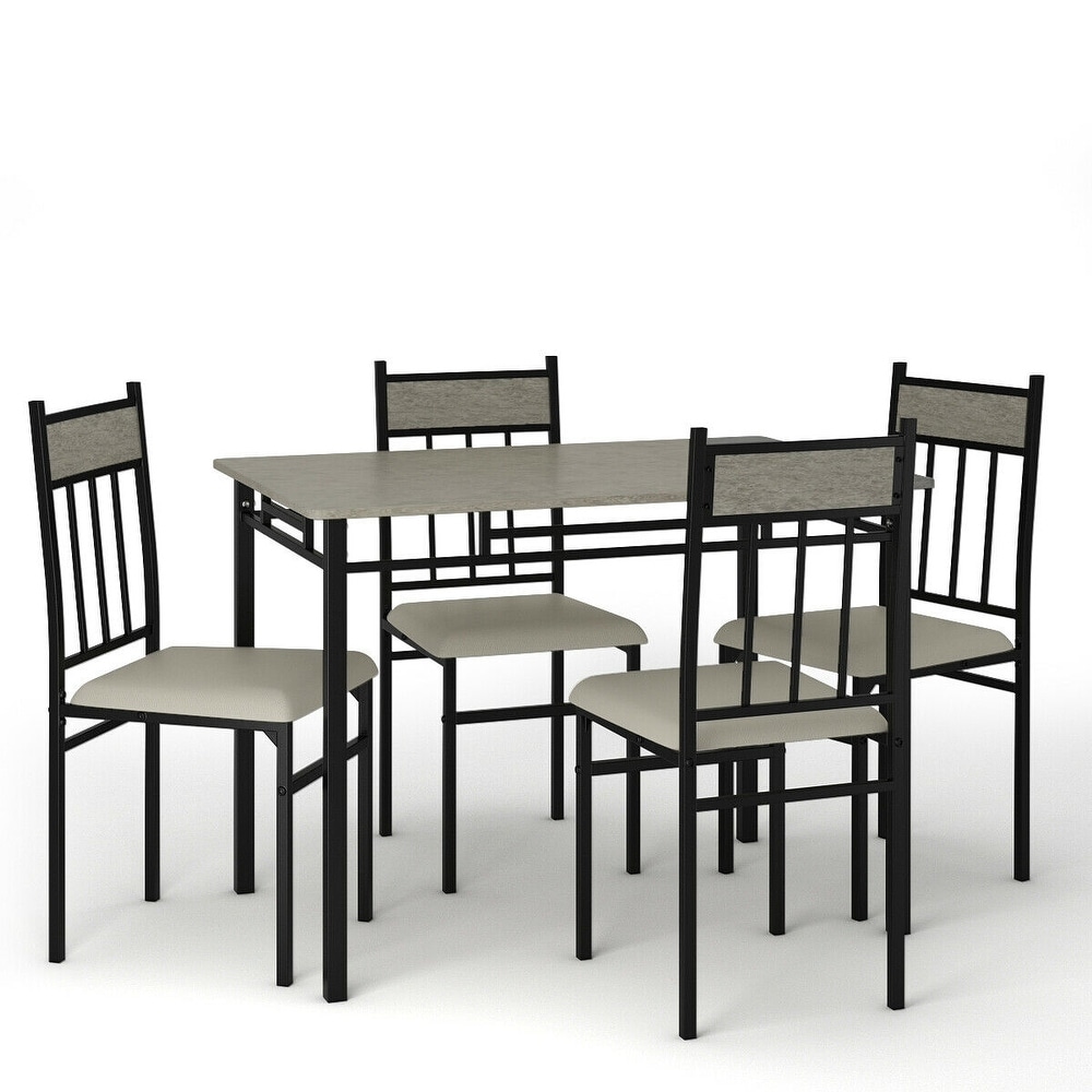 5 Piece Faux Marble Dining Table Set