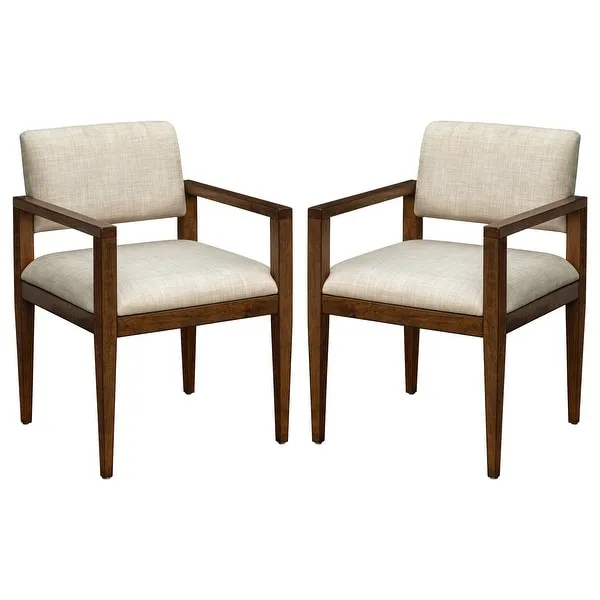 INK+IVY Benson Beige Upholstered Dining Chairs with Arms (Set of 2)