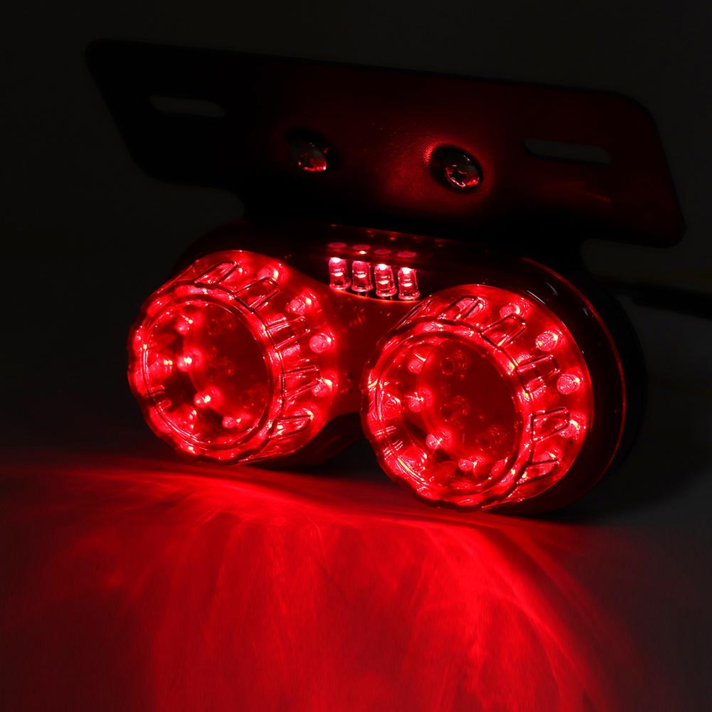 12v Round Motorcycle Led Brake Tail Light Rear Lamp Universal Modified Accessoryred Lens