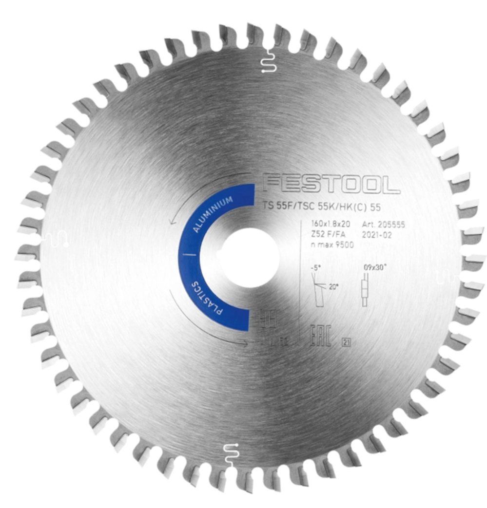 Festool  Saw Blade Aluminum and Plastics 52 Tooth for TSC 55 K