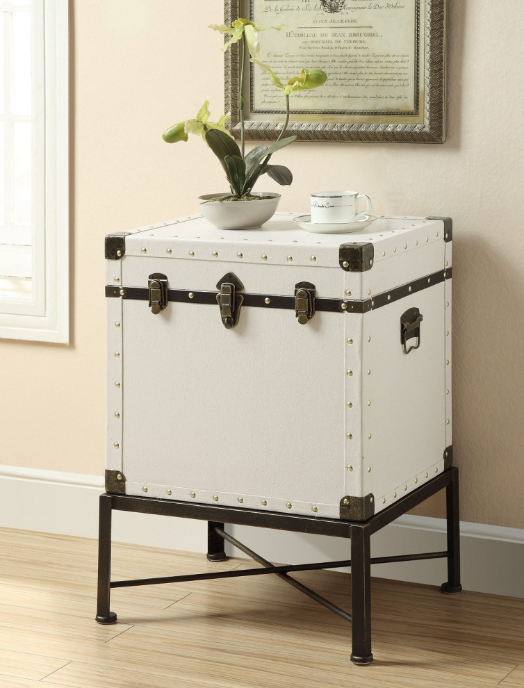 Trunk style Accent Cabinet  White   Industrial   Side Tables And End Tables   by 1PerfectChoice  Houzz