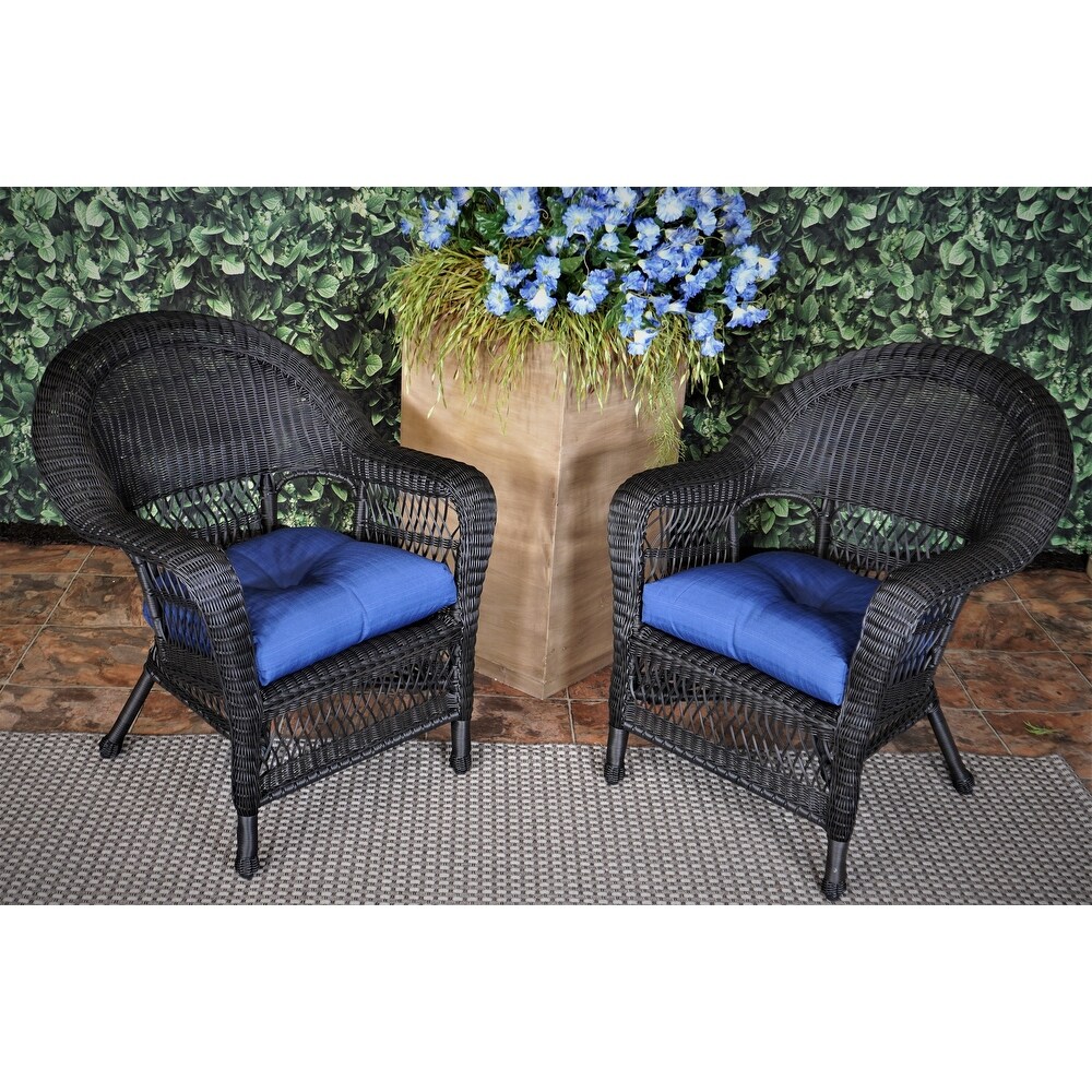 Outdoor Solid Navy Single Cushion Set of 2   19 in x 19 in