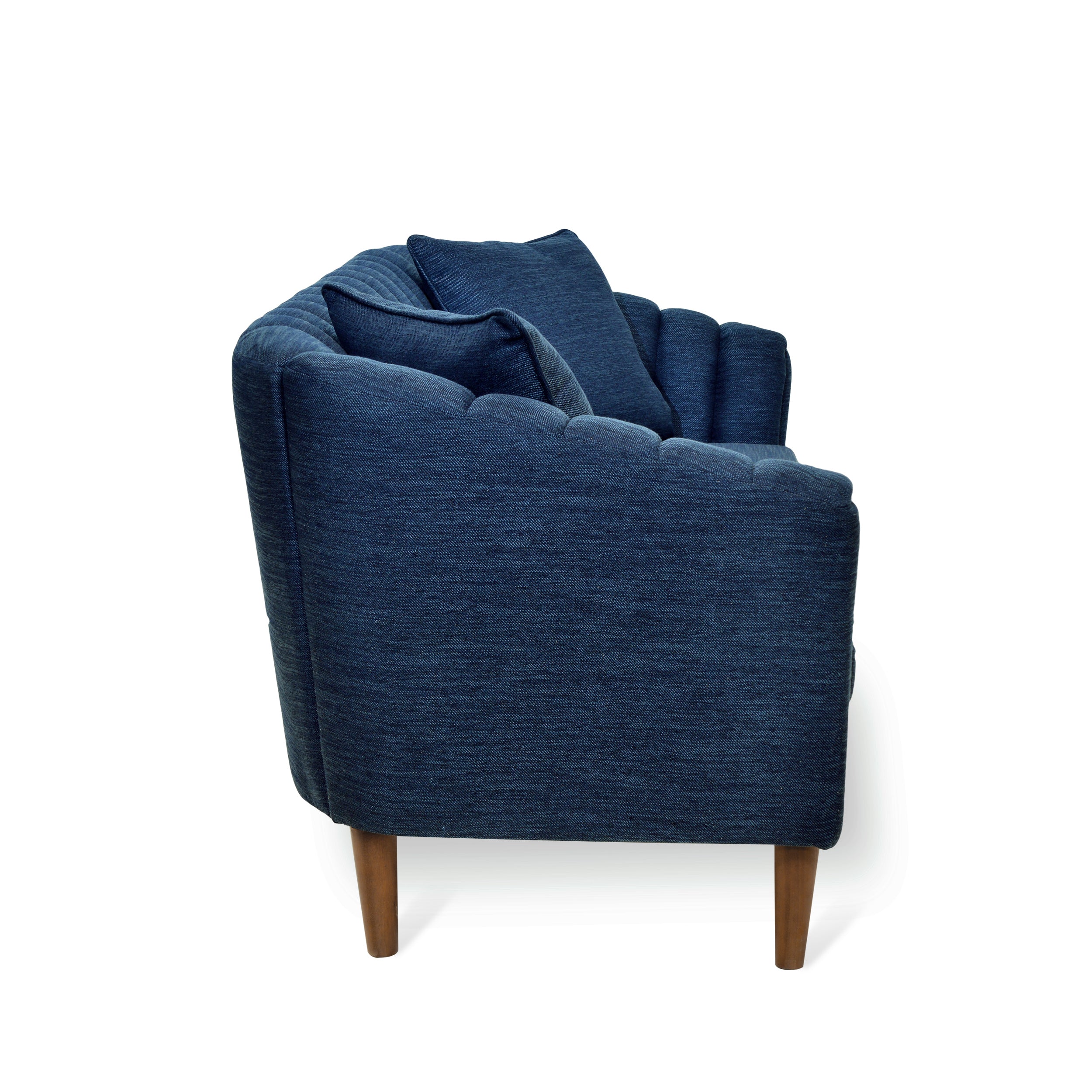 Noble House Currie Fabric Channel Stitch 3 Seater Sofa, Navy Blue