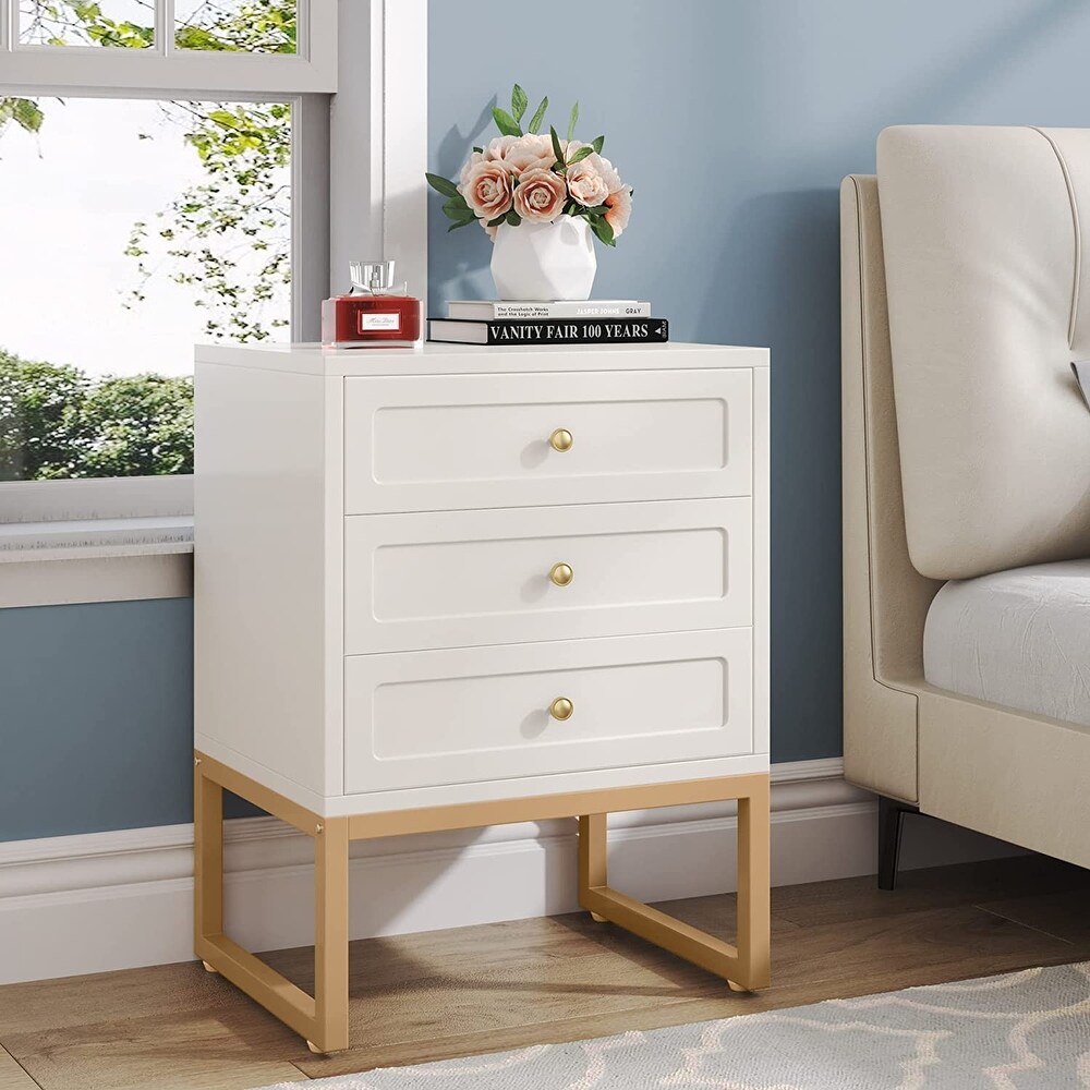 Nightstand  Bed Side Table with 3 Drawers