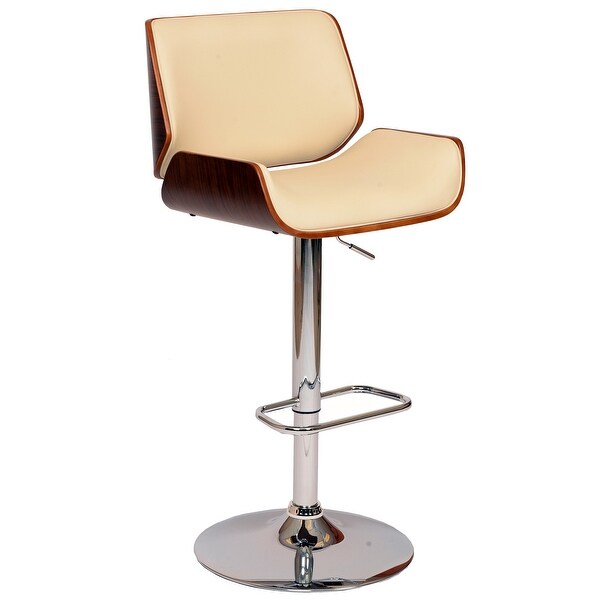 Cream Upholstered Chrome Base Adjustable Bar Stool - 46