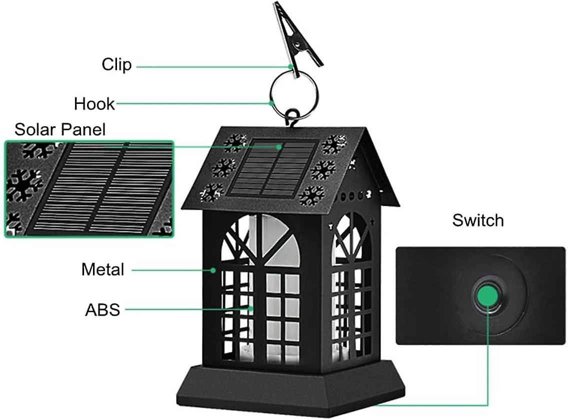 Set Of 2 99 Led Solar-powered Metal Flame Lamps For Garden， Driveway， Landscape And Home Decorations.