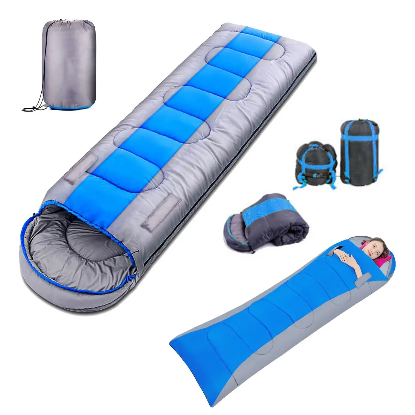 Camping Equipment Comfortable Gentle Cotton Filling One Person Zipper Opening Clamshell Envelope Camping Sleeping Bags