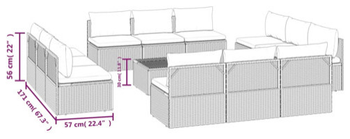 vidaXL Patio Furniture Set 13 Piece Patio Set with Cushions Gray Poly Rattan   Tropical   Outdoor Lounge Sets   by vidaXL LLC  Houzz