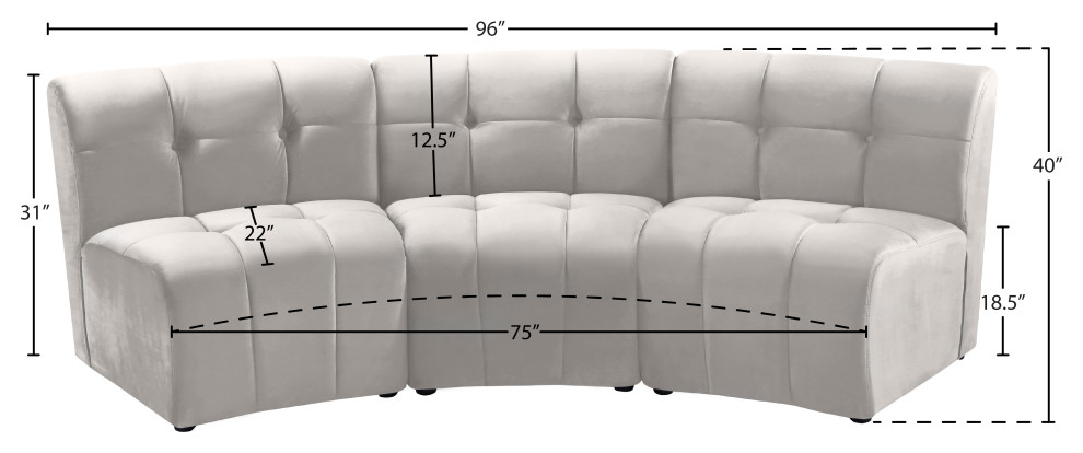 Limitless Modular Velvet 1 Piece Sectional   Transitional   Sofas   by Meridian Furniture  Houzz