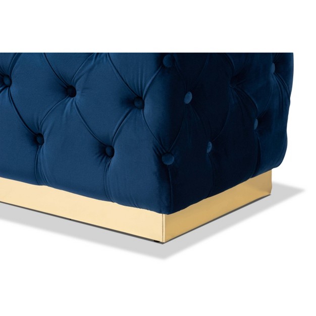 Corrine Velvet Fabric Upholstered And Pu Ottoman Gold Baxton Studio